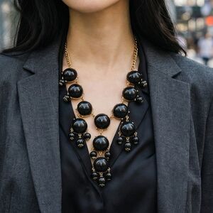 Black Cascading Bead Necklace